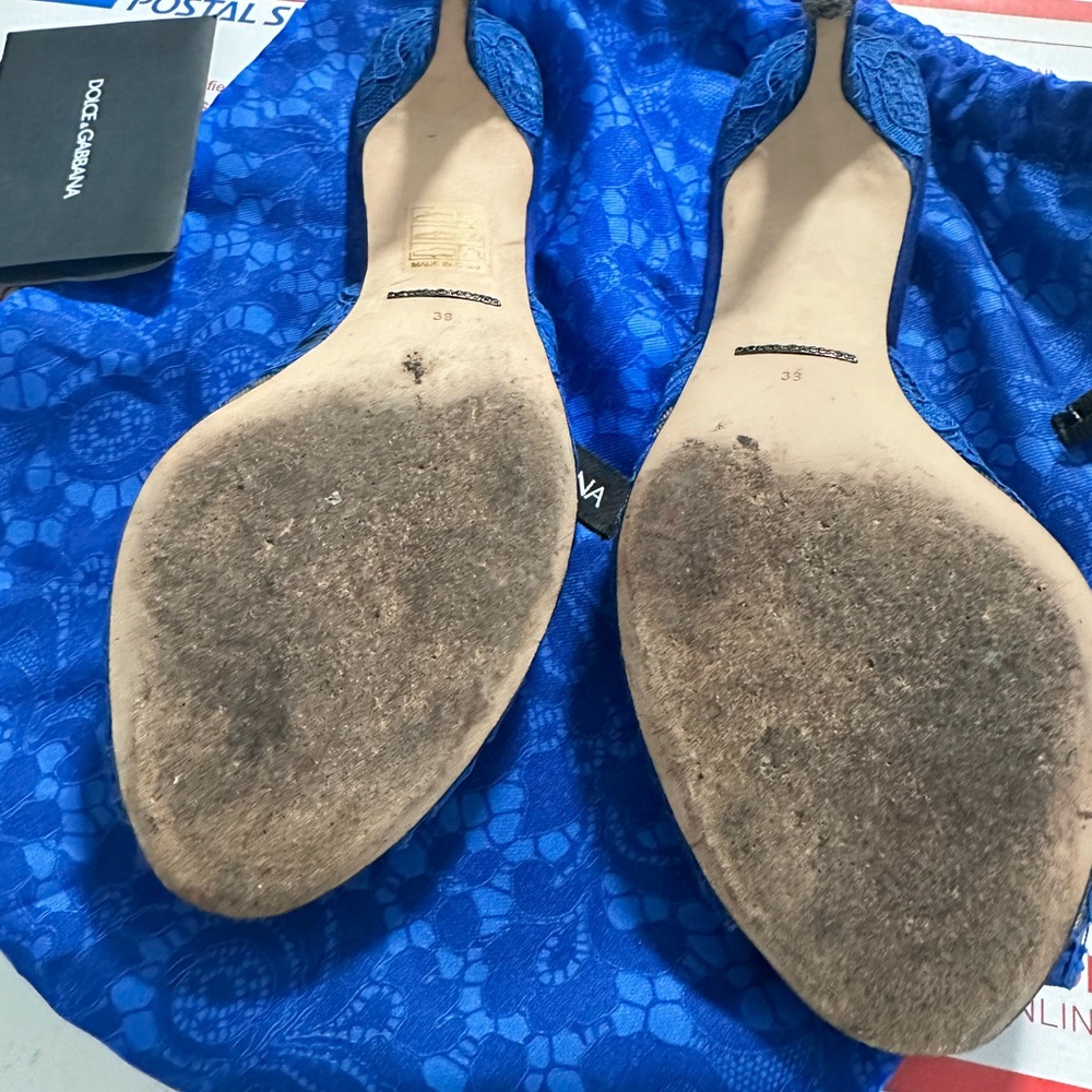 Dolce & Gabbana Blue Mules with Ornate Brooch - Picture 11 of 13